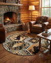 Frontier Trails Collection Area Rug -  Mesa Round Blue  lifestyle 74