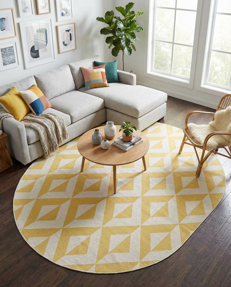 Urban Oasis Rugs Collection Area Rug -  Highrise (Yellow) Oval Yellow  lifestyle 24
