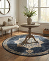 Eden Oasis Collection Area Rug -  Tranquility (Navy Blue) Round Navy Blue  lifestyle 41