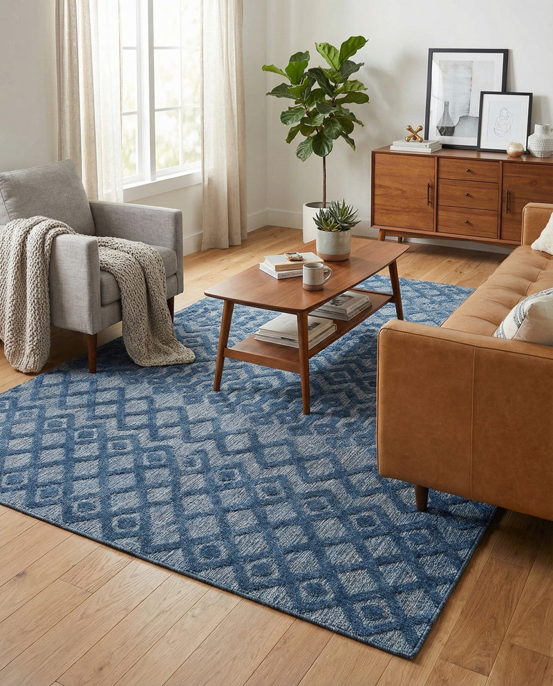 Garden Lattice Charm Collection Area Rug -  Pergola (Navy Blue) Rectangle Navy Blue  lifestyle 13