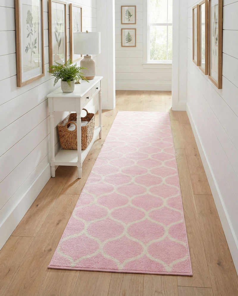 Trellis Mosaic Collection Area Rug -  Pergolatown (Light Pink) Runner Light Pink  lifestyle 42