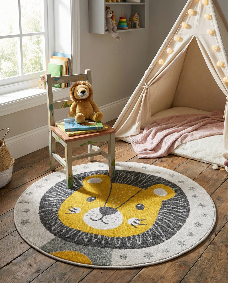 Wonder Tykes Collection Area Rug -  Festive. Round Ivory  lifestyle 3