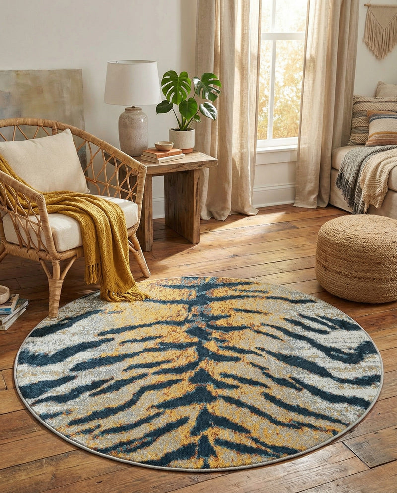 Aegean Elegance Washables Collection Area Rug -  Milos Round Light Brown  lifestyle 53