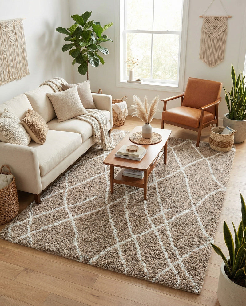 Cozy Haven Shag Collection Area Rug - Serenity (Khaki) Rectangle Khaki  lifestyle 21