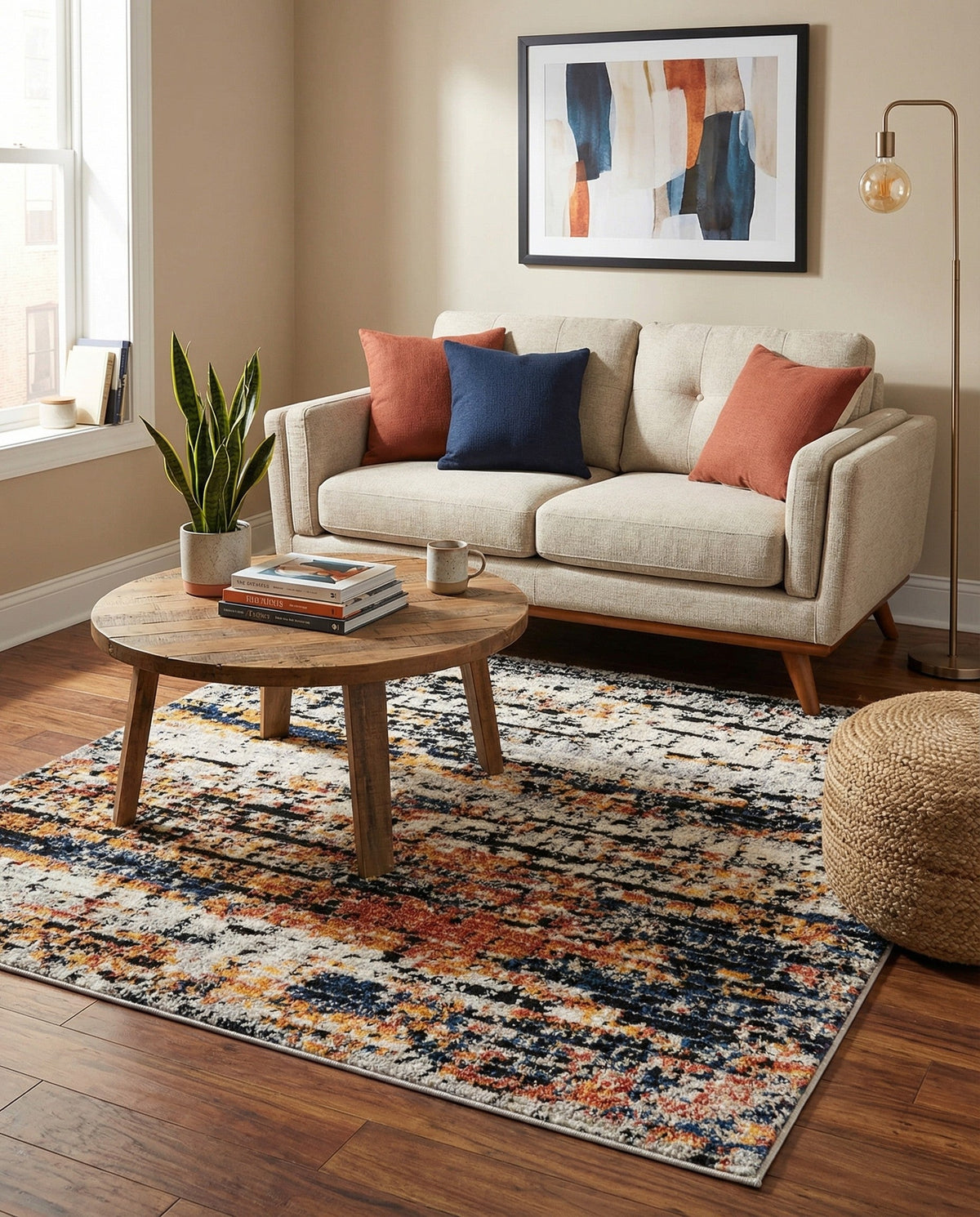 Santa Fe Trails Collection Area Rug -  Chaparral Square Multi  lifestyle 134