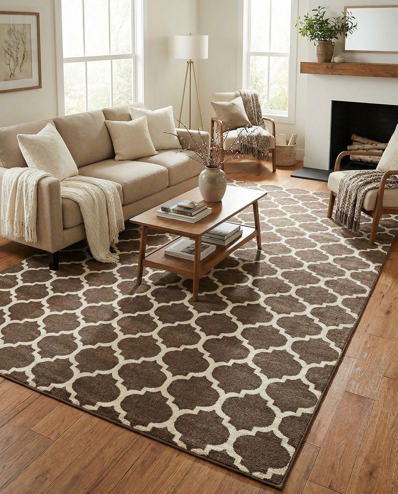 Lattice Gardens Collection Area Rug -  Bloomfield (Brown) Rectangle Brown  lifestyle 24