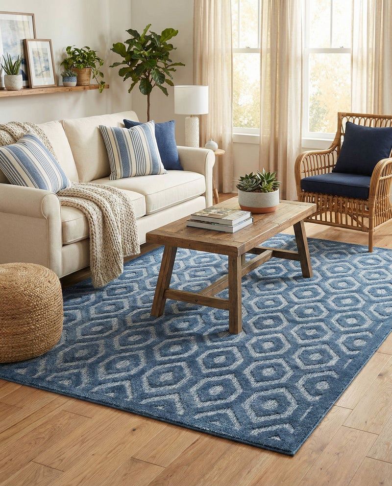 Garden Lattice Charm Collection Area Rug - Arbor (Navy Blue) Rectangle Navy Blue  lifestyle 13