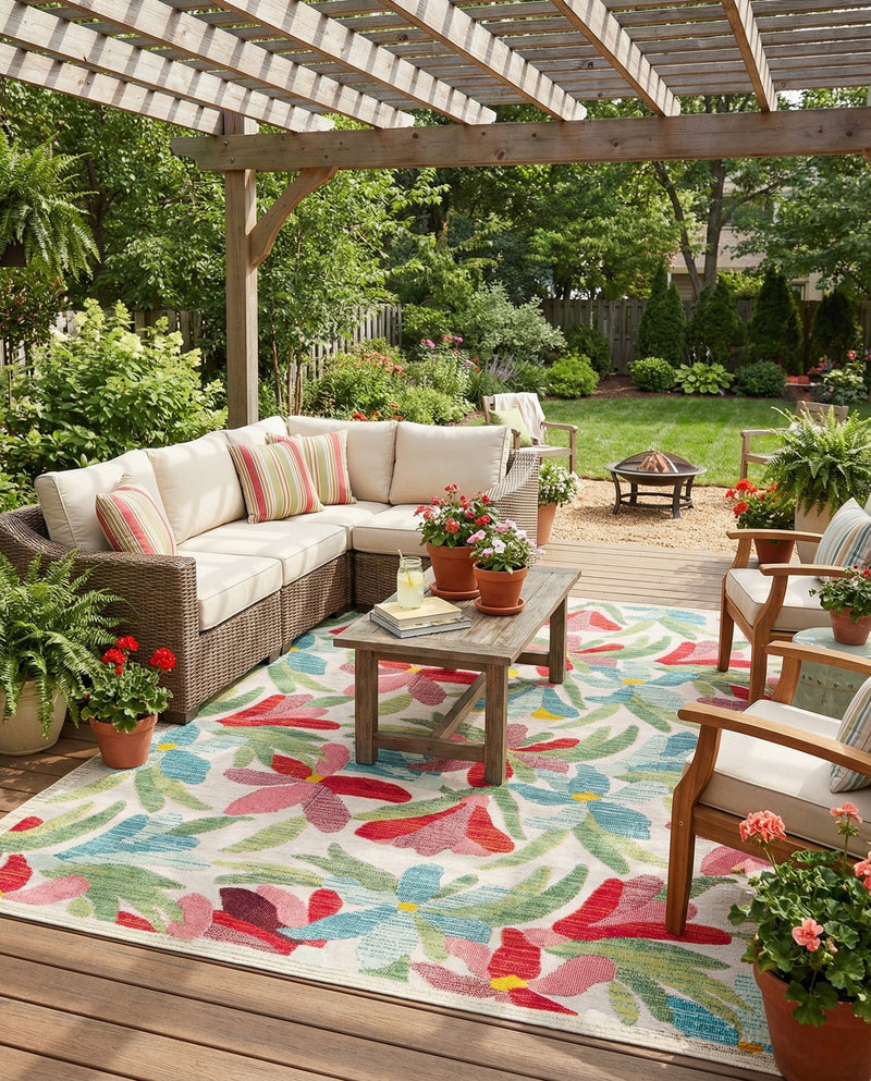 Outdoor Marrakesh Collection Area Rug -  Midelt Rectangle Multi  lifestyle 24