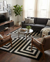 Aegean Labyrinth Collection Area Rug -  Mykonos Rectangle Black  lifestyle 29