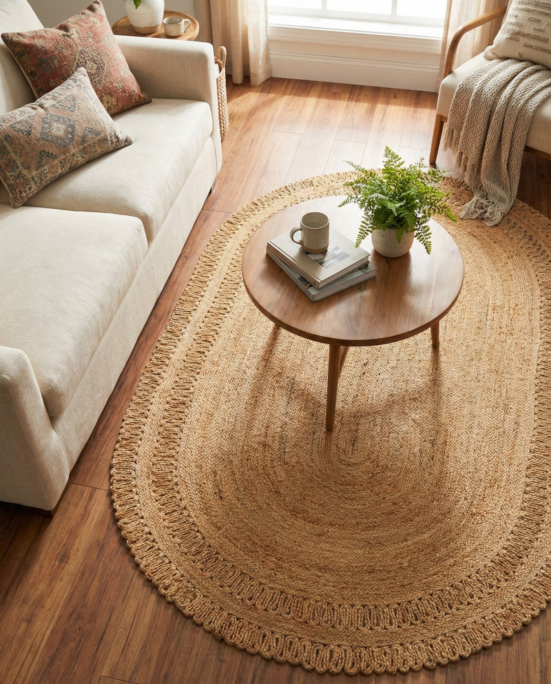 Woven Seaside Jute Collection Area Rug - Varadero Oval Natural  lifestyle 30