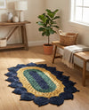 Woven Seaside Jute Collection Area Rug - Coastalhaven (Navy Blue Yellow Green) Oval Navy Blue Yellow Green  lifestyle 29