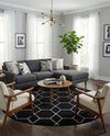 Trellis Mosaic Collection Area Rug - Arborville (Black) Round Black  lifestyle 40