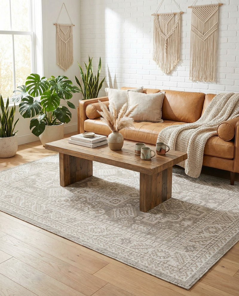 Tribal Terrace Treasures Collection Area Rug -  Incan Isle (Light Gray) Rectangle Light Gray  lifestyle 14
