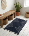 Thar Cotton Collection Area Rug - Jaisalmer (Navy Blue) Rectangle Navy Blue  lifestyle 16