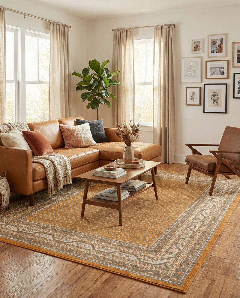 Soho Elegance Collection Area Rug -  Mercer (Orange) Rectangle Orange  lifestyle 18