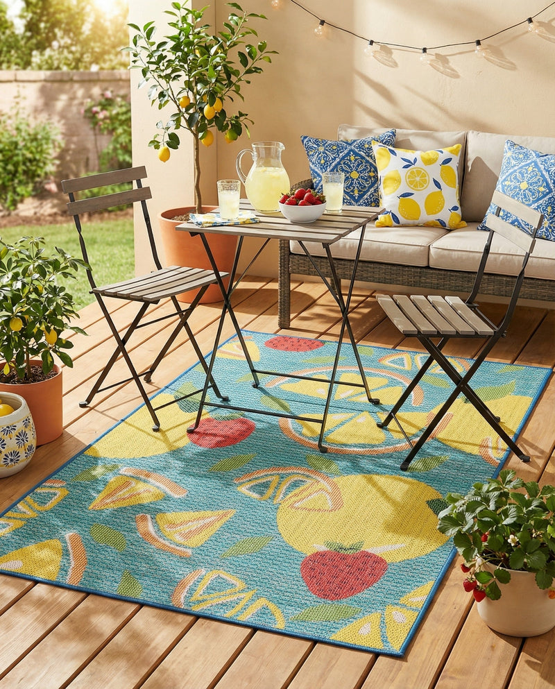 Coastal Terrace Collection Area Rug -  Cove Rectangle Blue  lifestyle 8