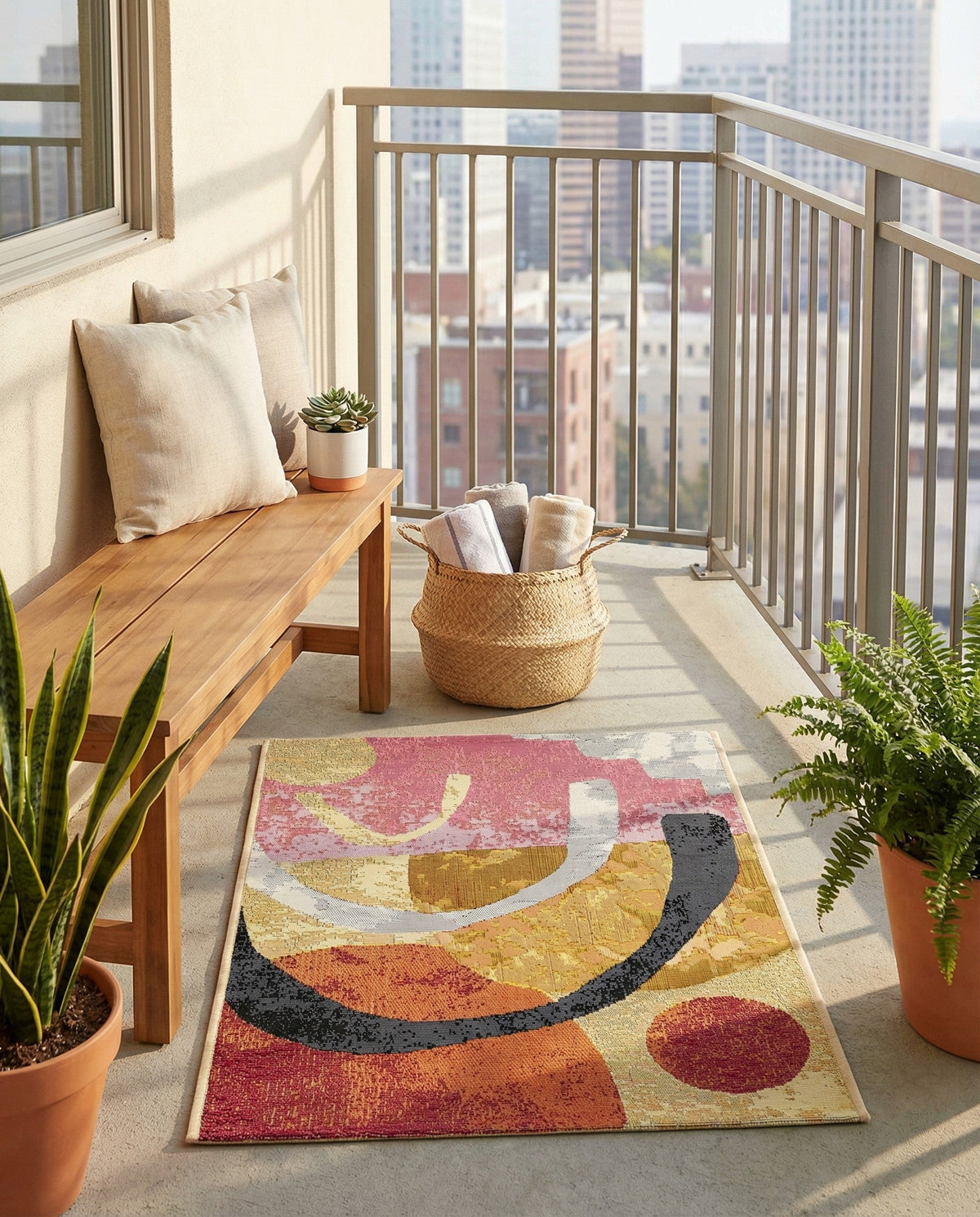 Urban Terrace Collection Area Rug -  Skyline Rectangle Multi  lifestyle 9