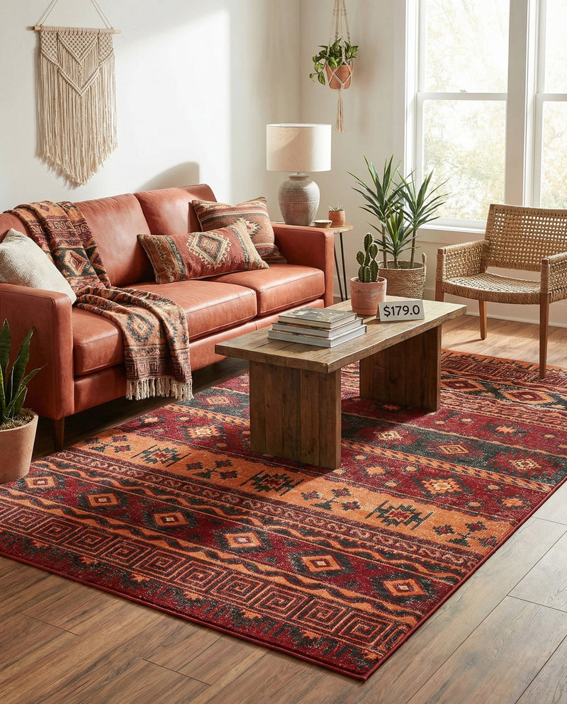 Geneva Terrace Collection Area Rug - Montreux Rectangle Rust Red  lifestyle 52