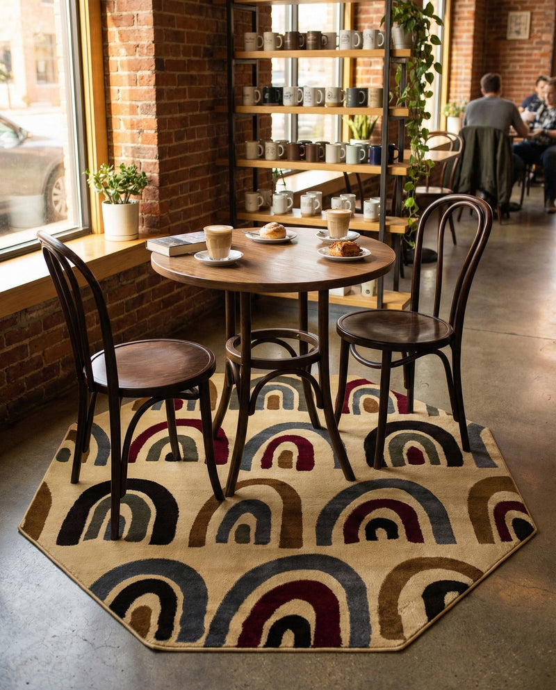 Bistro Lounge Collection Area Rug -  Breve Octagon Cream  lifestyle 65