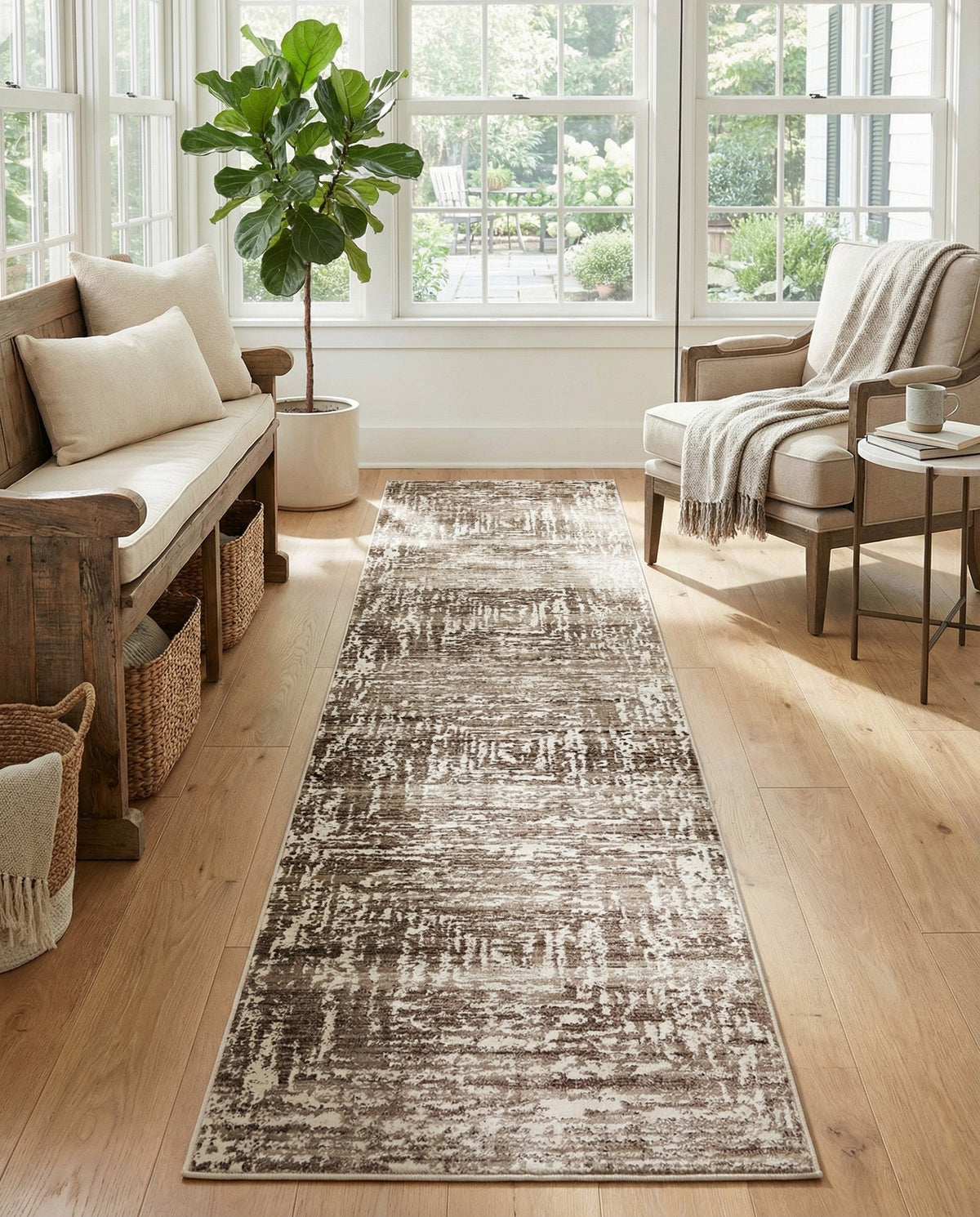 Sanctuary Retreat Collection Area Rug -  Asylum Runner Chocolate Brown  lifestyle 98