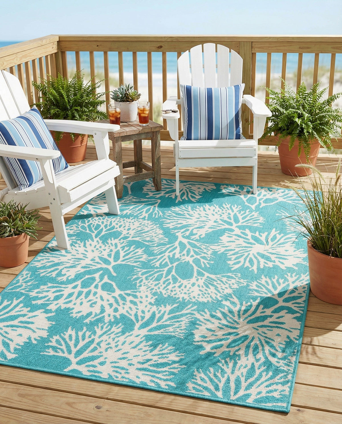 Seaside Haven Rugs Collection Area Rug -  Seaside Rectangle Teal  lifestyle 8