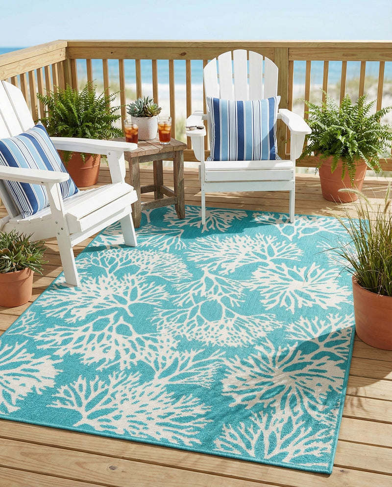 Seaside Haven Rugs Collection Area Rug -  Seaside Rectangle Teal  lifestyle 8