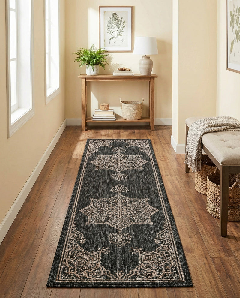 Patio Heritage Collection Area Rug -  Charleston (Charcoal Gray) Runner Charcoal Gray  lifestyle 69