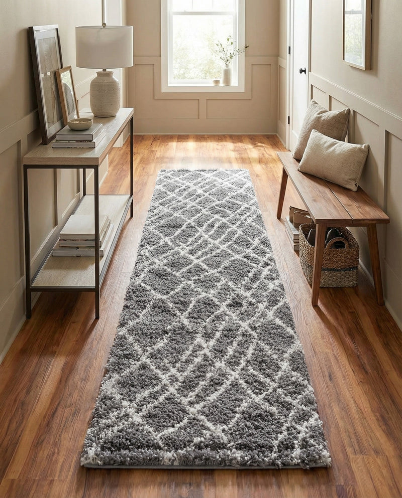 Cozy Haven Shag Collection Area Rug - Serenity (Pebble Gray) Runner Pebble Gray  lifestyle 36