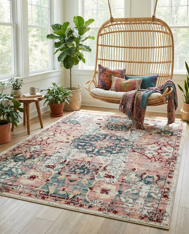 Savannah Elegance Collection Area Rug -  Azalea Rectangle Pink  lifestyle 22