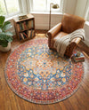 Heritage Elegance Collection Area Rug -  Hearst Round Navy Blue  lifestyle 31