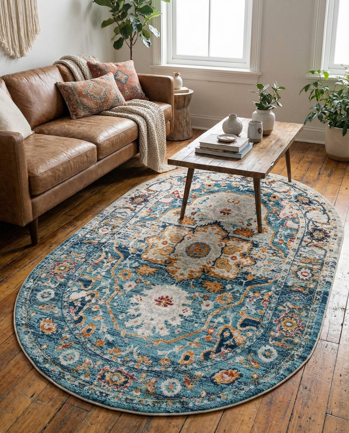 Parisian Elegance Collection Area Rug - Versailles (Teal) Oval Teal  lifestyle 93
