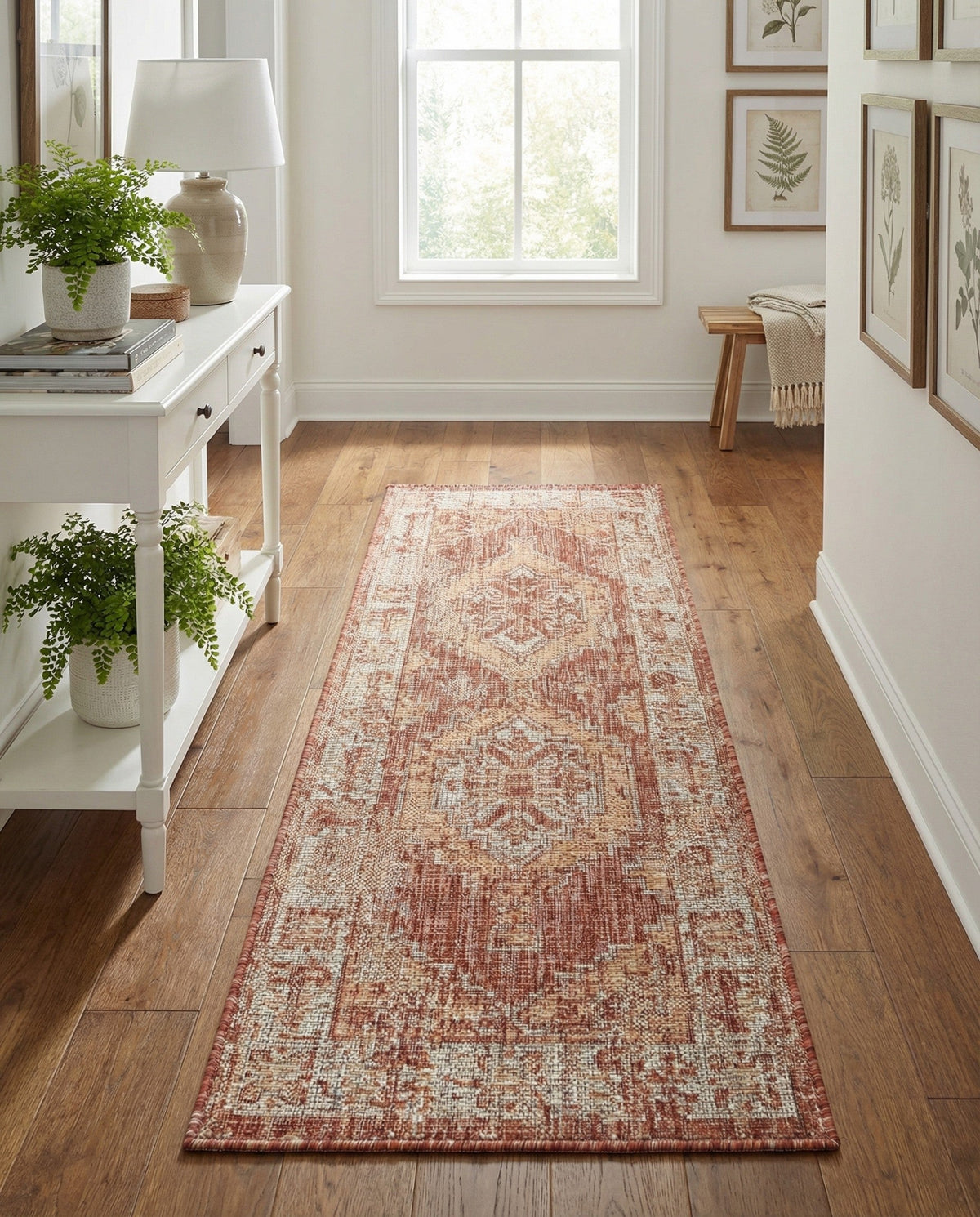 Patio Heritage Collection Area Rug -  Augusta (Rust Red) Runner Rust Red  lifestyle 92