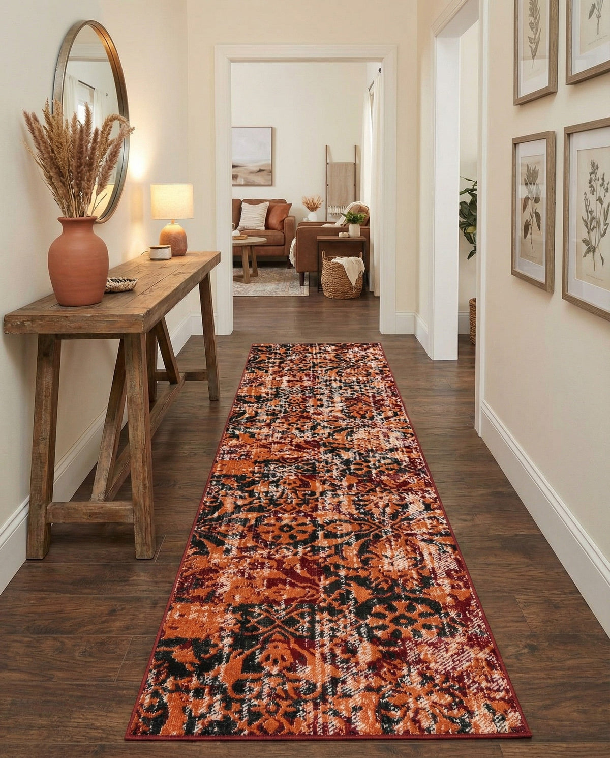 Geneva Terrace Collection Area Rug -  Morges Runner Rust Red  lifestyle 109