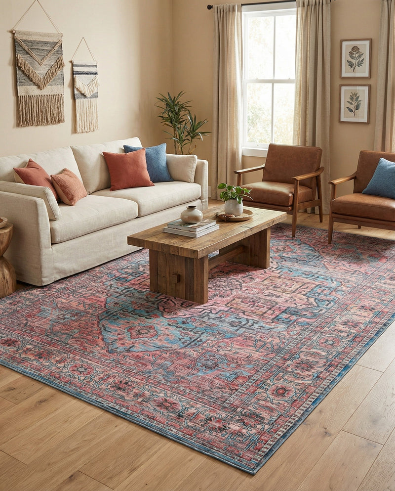 Zahara Oasis Collection Area Rug -  Fez Rectangle Blue  lifestyle 10