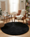 Plush Oasis Collection Area Rug - Serenity (Jet Black) Round Jet Black  lifestyle 48