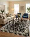 Persian Elegance Collection Area Rug -  Yazd Rectangle Navy Blue  lifestyle 32