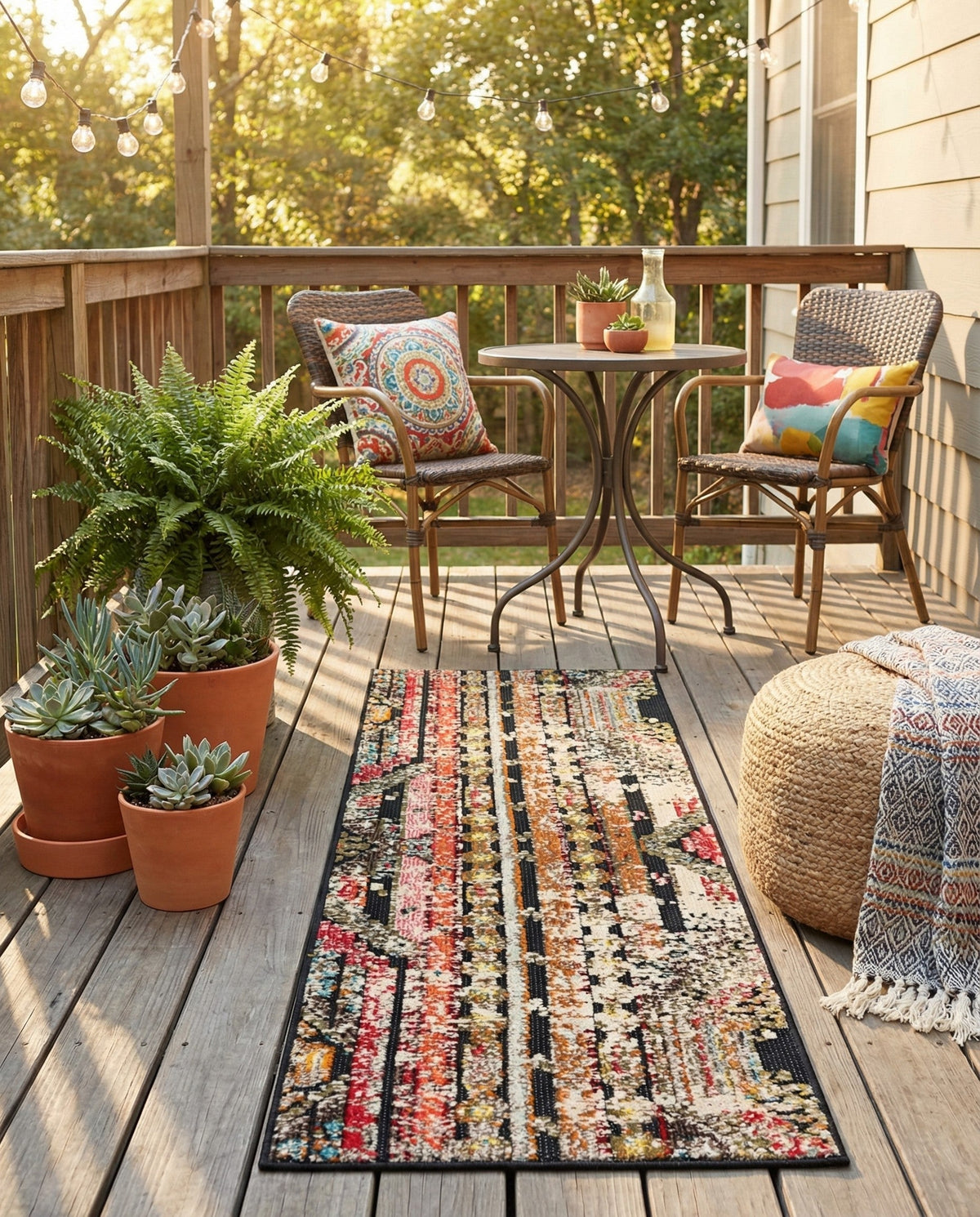 Outdoor Marrakesh Collection Area Rug -  Agadir Runner Multi Black  lifestyle 114