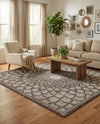 Savannah Threads Collection Area Rug -  Serengeti Square Charcoal and Ivory  lifestyle 44