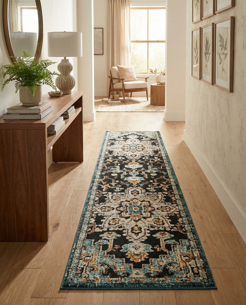Outdoor Marrakesh Collection Area Rug -  Essaouira Runner Navy Blue  lifestyle 56