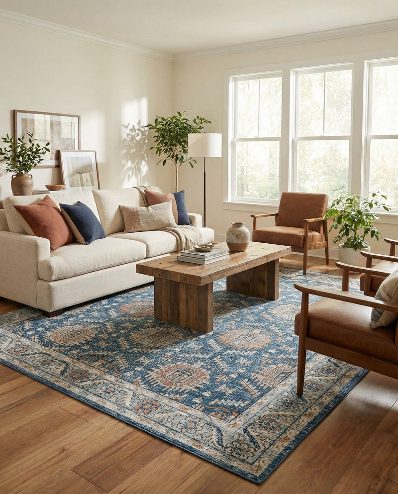 Mykonos Manor Collection Area Rug -  Paros Rectangle Blue  lifestyle 53