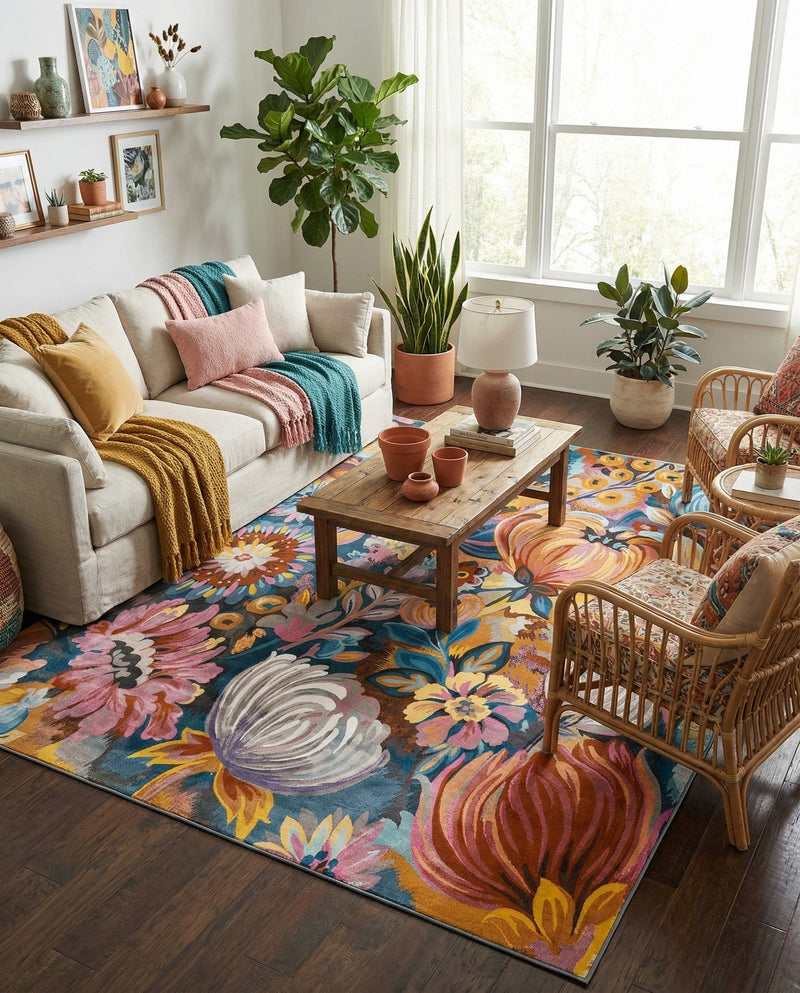 Meadow Breeze Collection Area Rug -  Daffodil Rectangle Multi  lifestyle 5