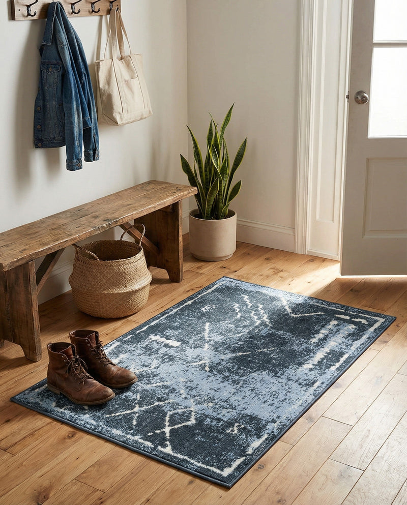 Aegean Elegance Washables Collection Area Rug - Santorini Rectangle Navy Blue  lifestyle 30