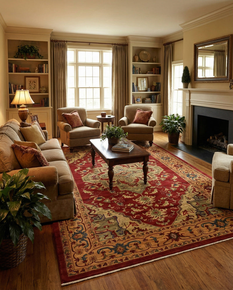 Persian Elegance Collection Area Rug -  Golestan Rectangle Red  lifestyle 38