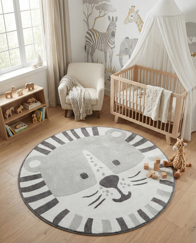 Wonder Tykes Collection Area Rug -  Riddle Round Gray  lifestyle 17