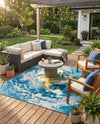 Urban Terrace Collection Area Rug -  Pergola Square Blue  lifestyle 67