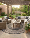 Patio Heritage Collection Area Rug -  Lafayette (Black) Round Black  lifestyle 59