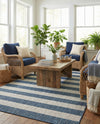 Seaside Stripes Collection Area Rug -  Veranda Rectangle Blue  lifestyle 33