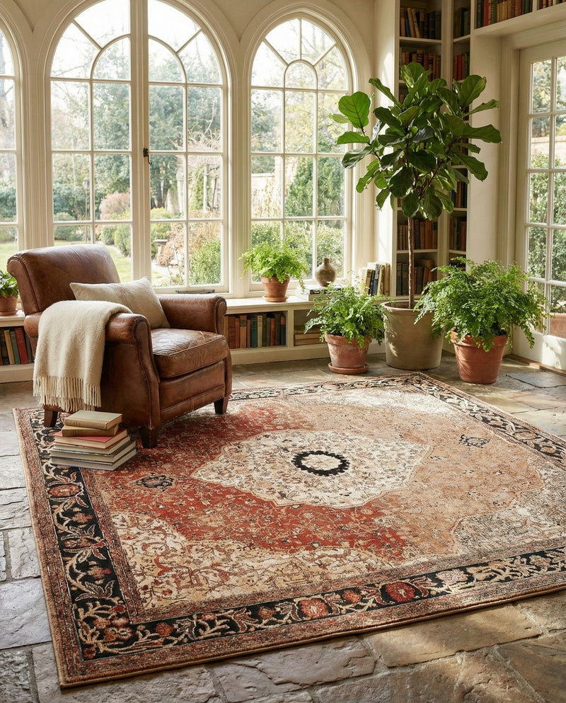 Patio Heritage Collection Area Rug -  Gazebo Square Multi  lifestyle 75