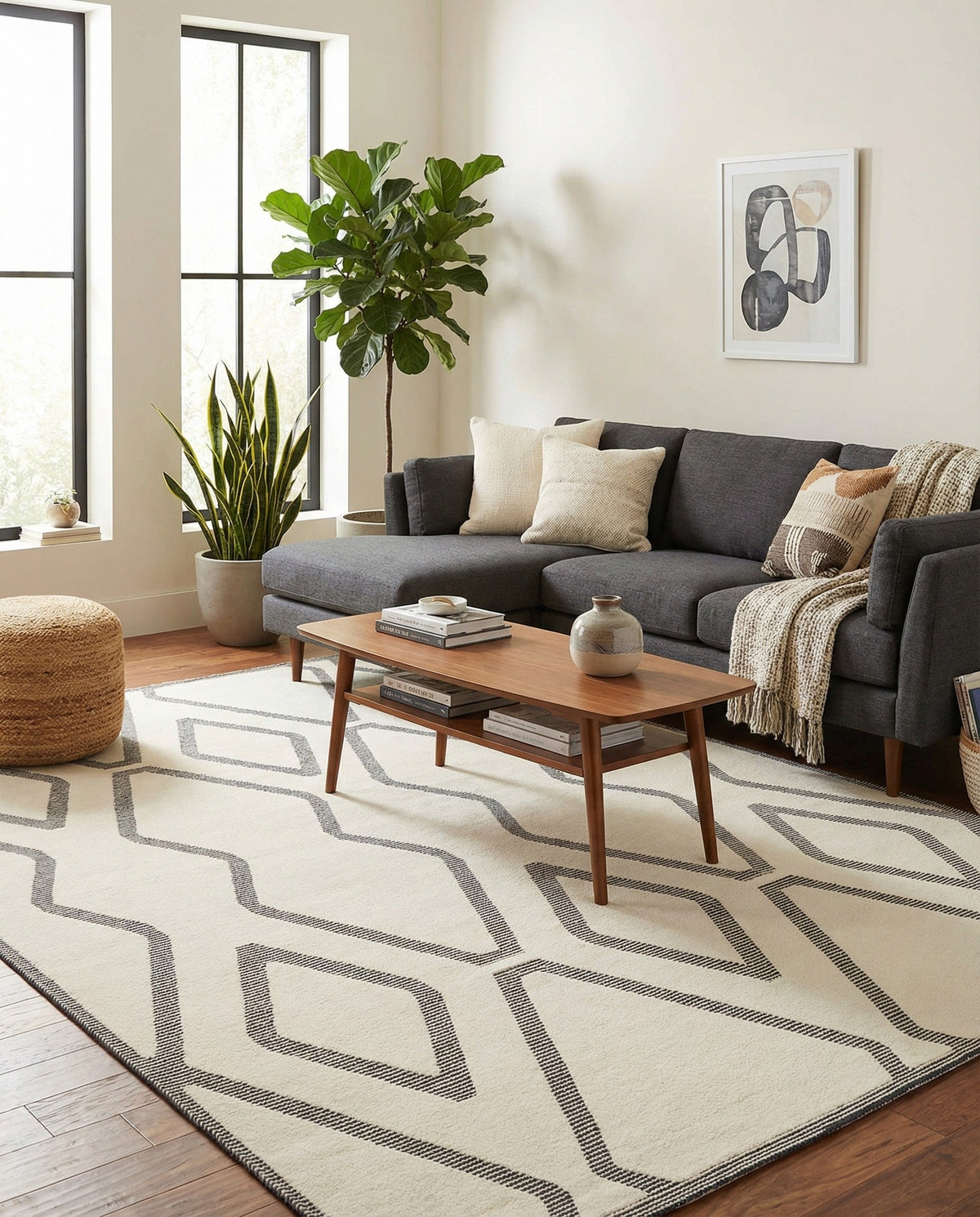 Monochrome Collection Area Rug -  Glacier Rectangle Ivory White  lifestyle 8