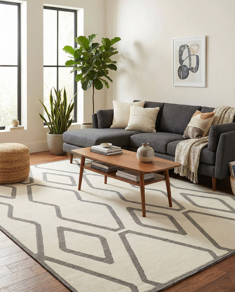 Monochrome Collection Area Rug -  Glacier Rectangle Ivory White  lifestyle 8